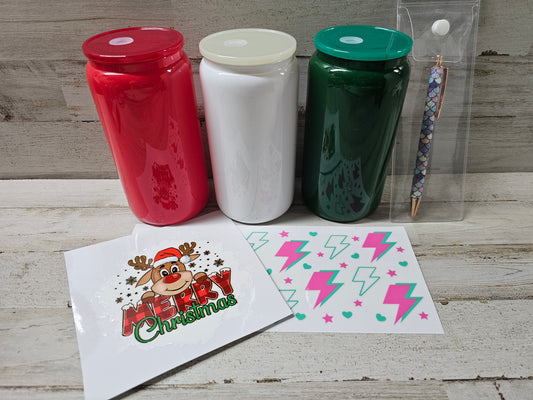 Red, White, Green 16oz Christmas Set