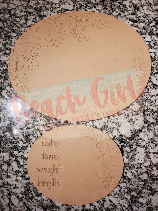 Oval Birth Announcement Set