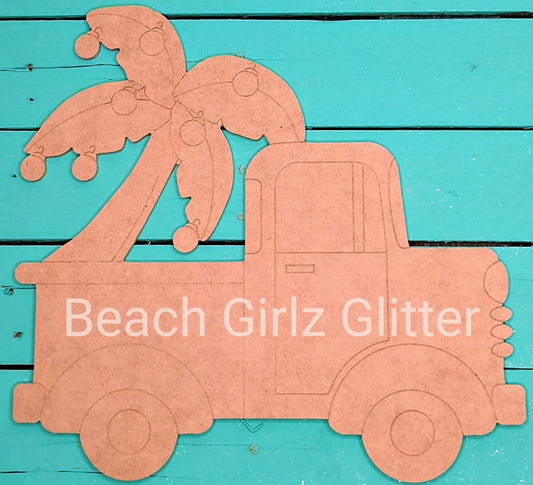 14" old style etched truck- coastal christmas